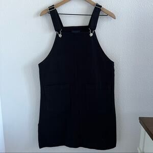 SPAO Y2K 90s Black Denim Vibe Coverall Dress Overall Dress Front Pocket Small